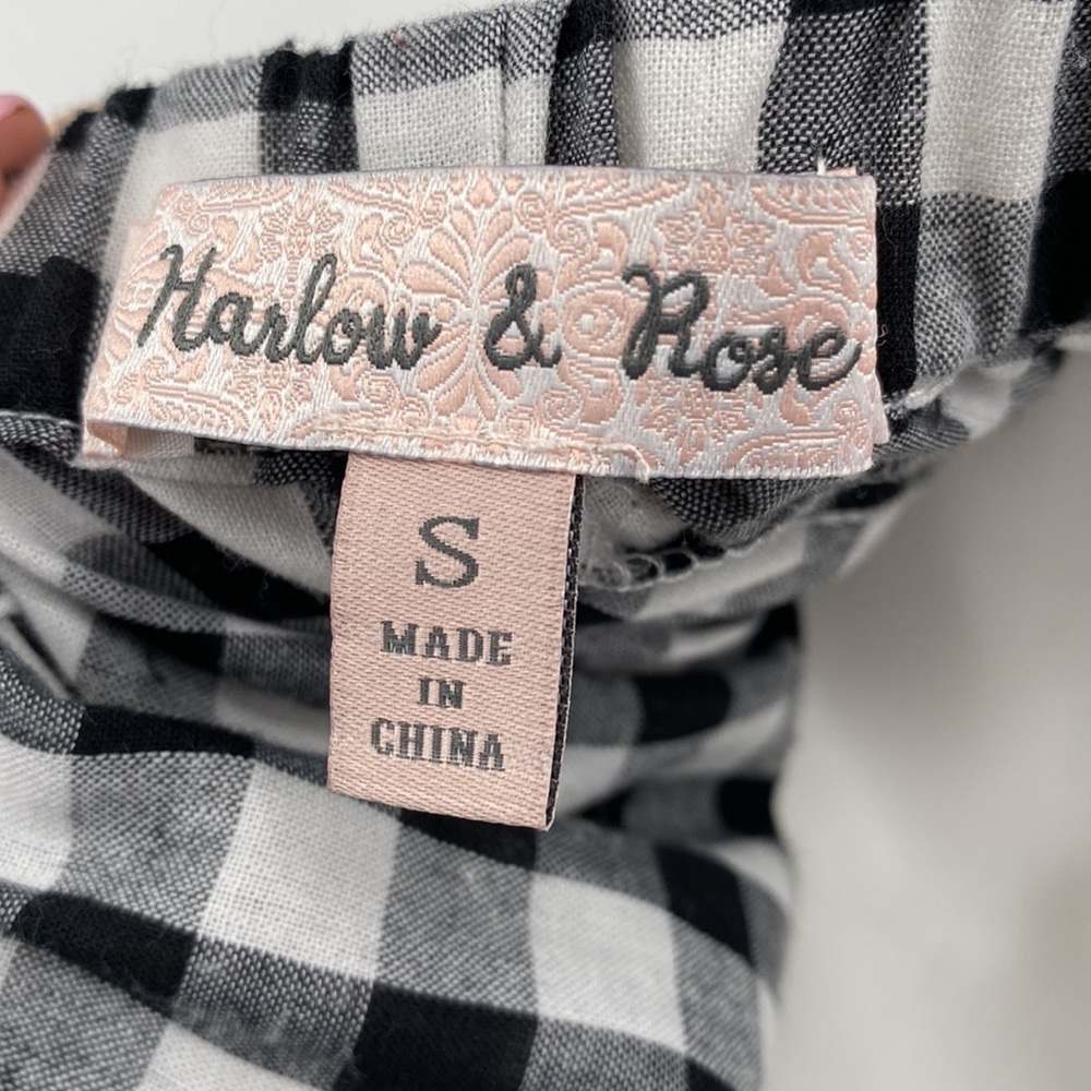 Harlow & Rose Gingham Floral Embroidered Off Shoulder Top Small - Picture 9 of 11